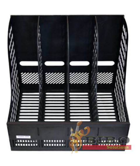 Tavă pentru hîrtie verticală, 4 secții, plastic, neagră